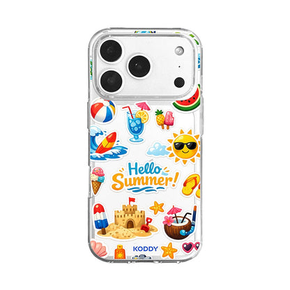 Hello Summer Sticker Collage Clear Phone Case