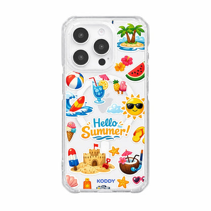 Hello Summer Sticker Collage Clear Phone Case