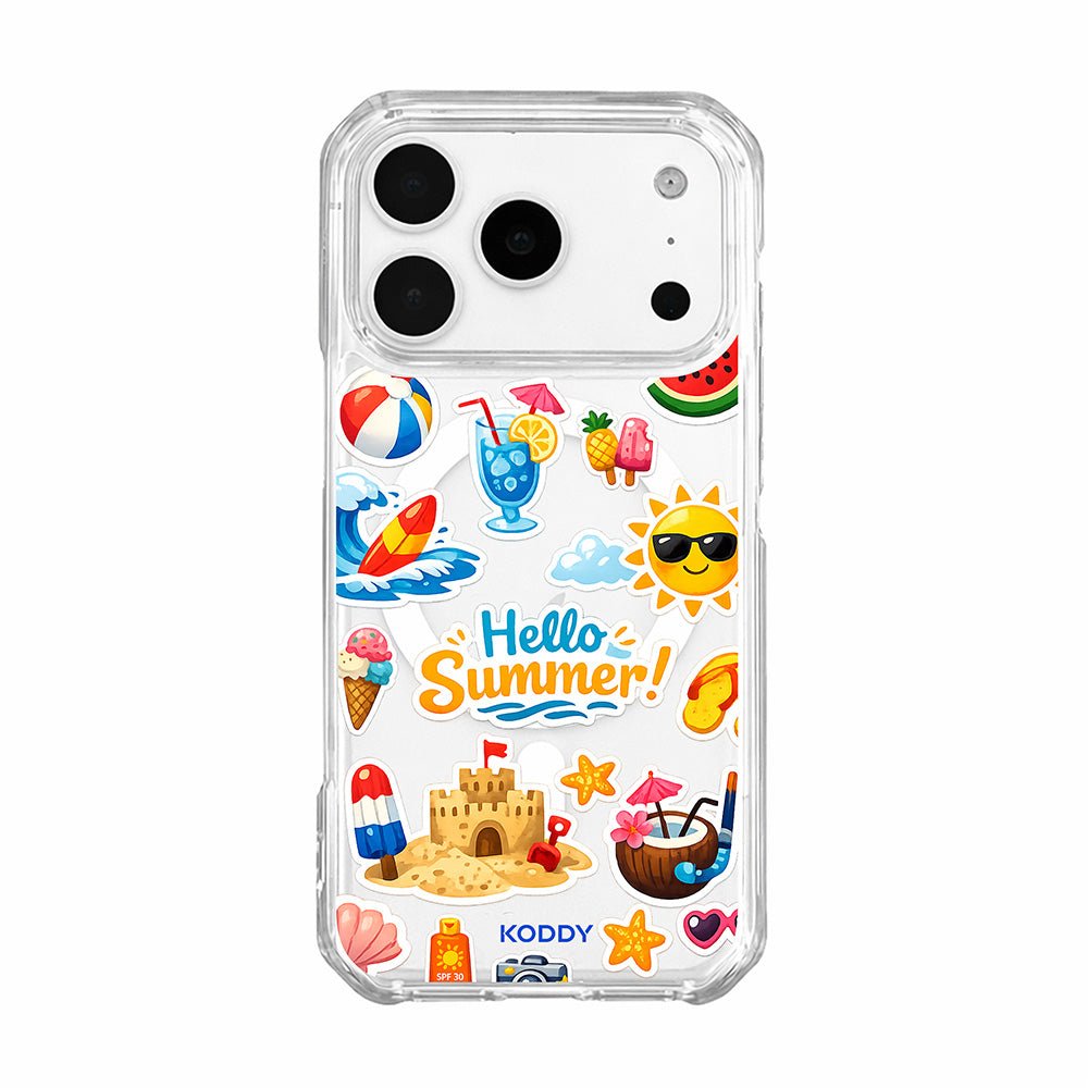 Hello Summer Sticker Collage Clear Phone Case