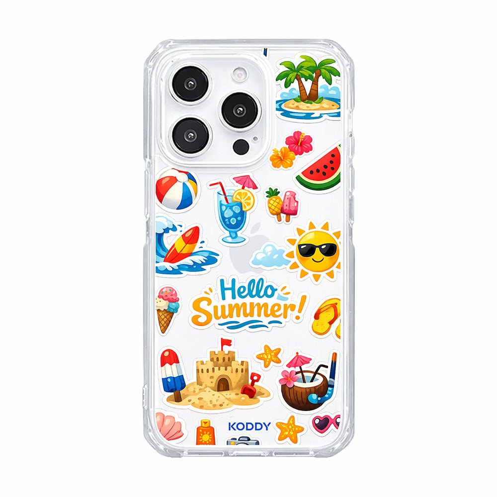 Hello Summer Sticker Collage Clear Phone Case