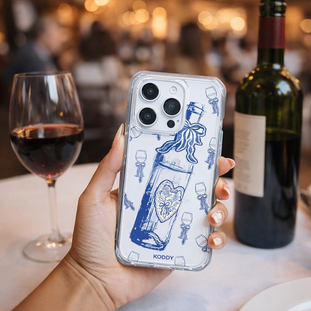 Indigo Wine and Glass Phone Case - KODDY aesthetic iphone case UK