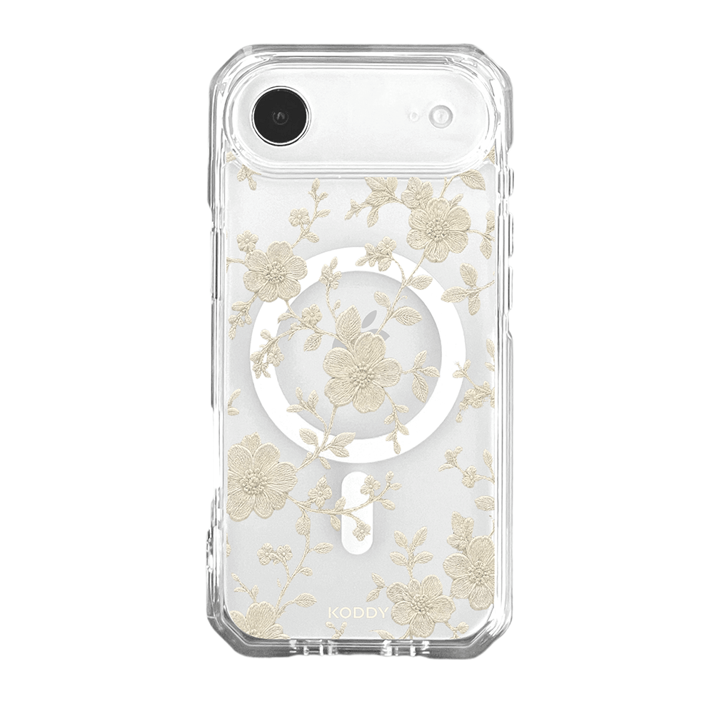 Ivory Embroidered Lace Flower Phone Case-KODDY aesthetic iphone case UK