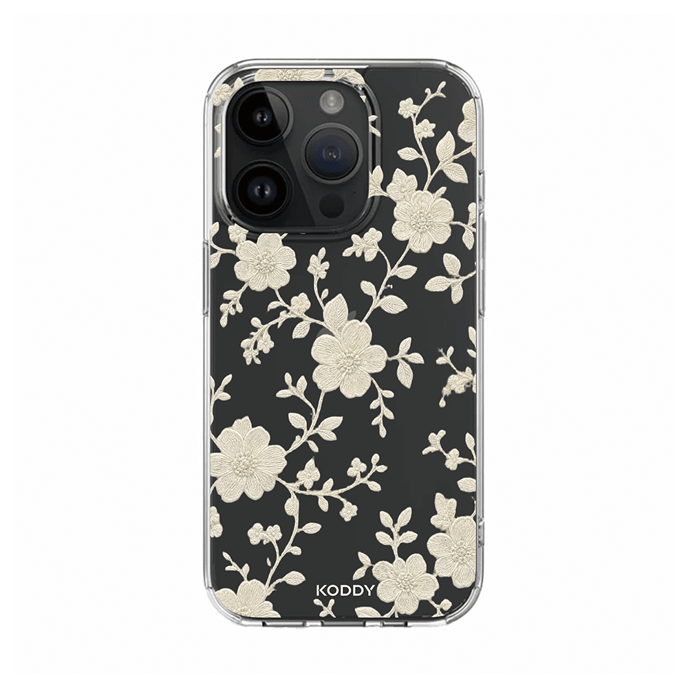 Ivory Embroidered Lace Flower Phone Case-KODDY aesthetic iphone case UK