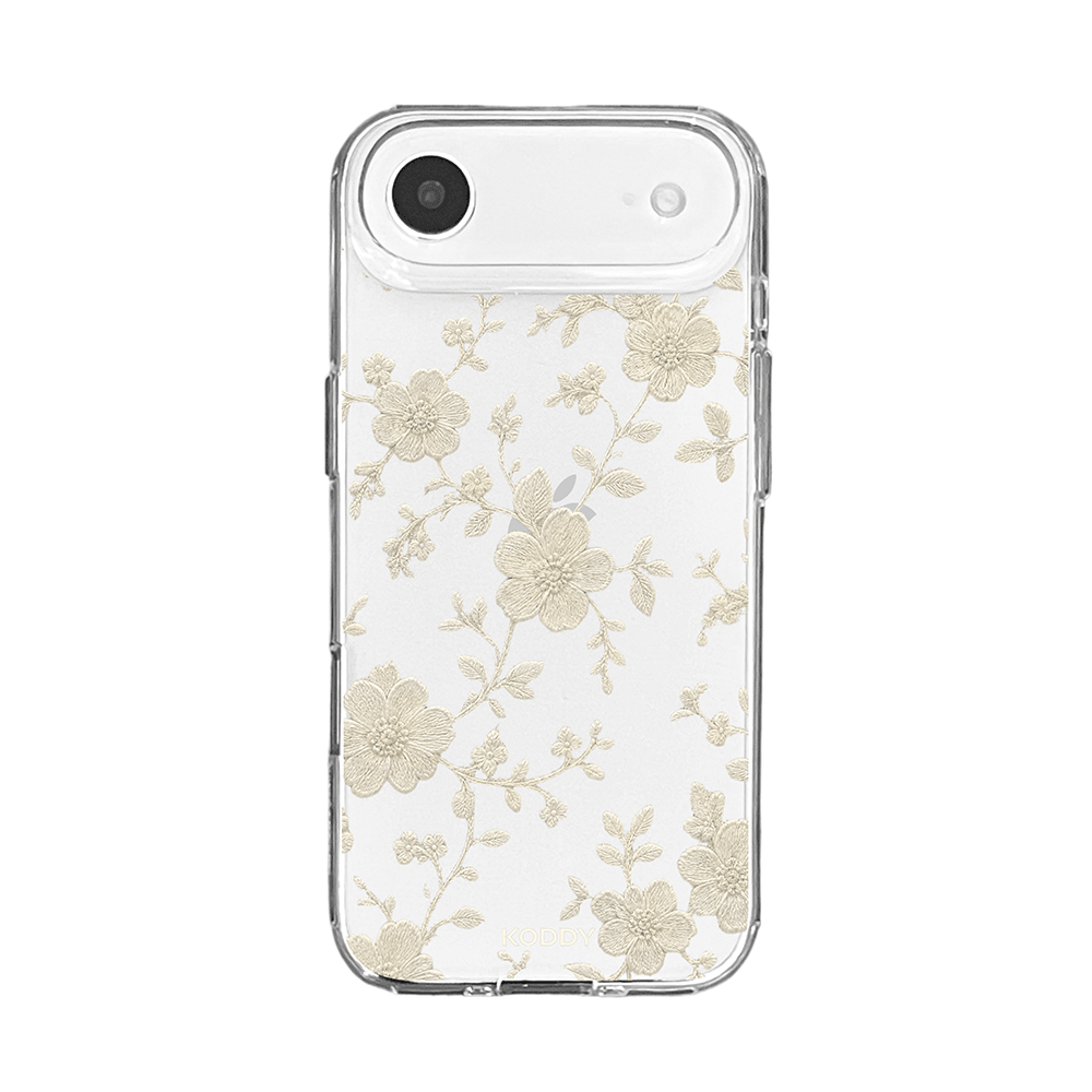 Ivory Embroidered Lace Flower Phone Case-KODDY aesthetic iphone case UK