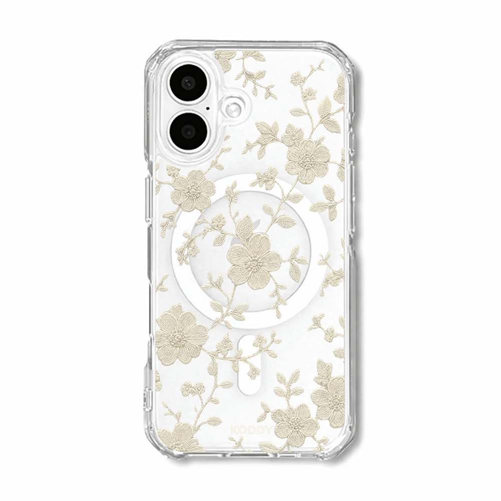 Ivory Embroidered Lace Flower Phone Case-KODDY aesthetic iphone case UK