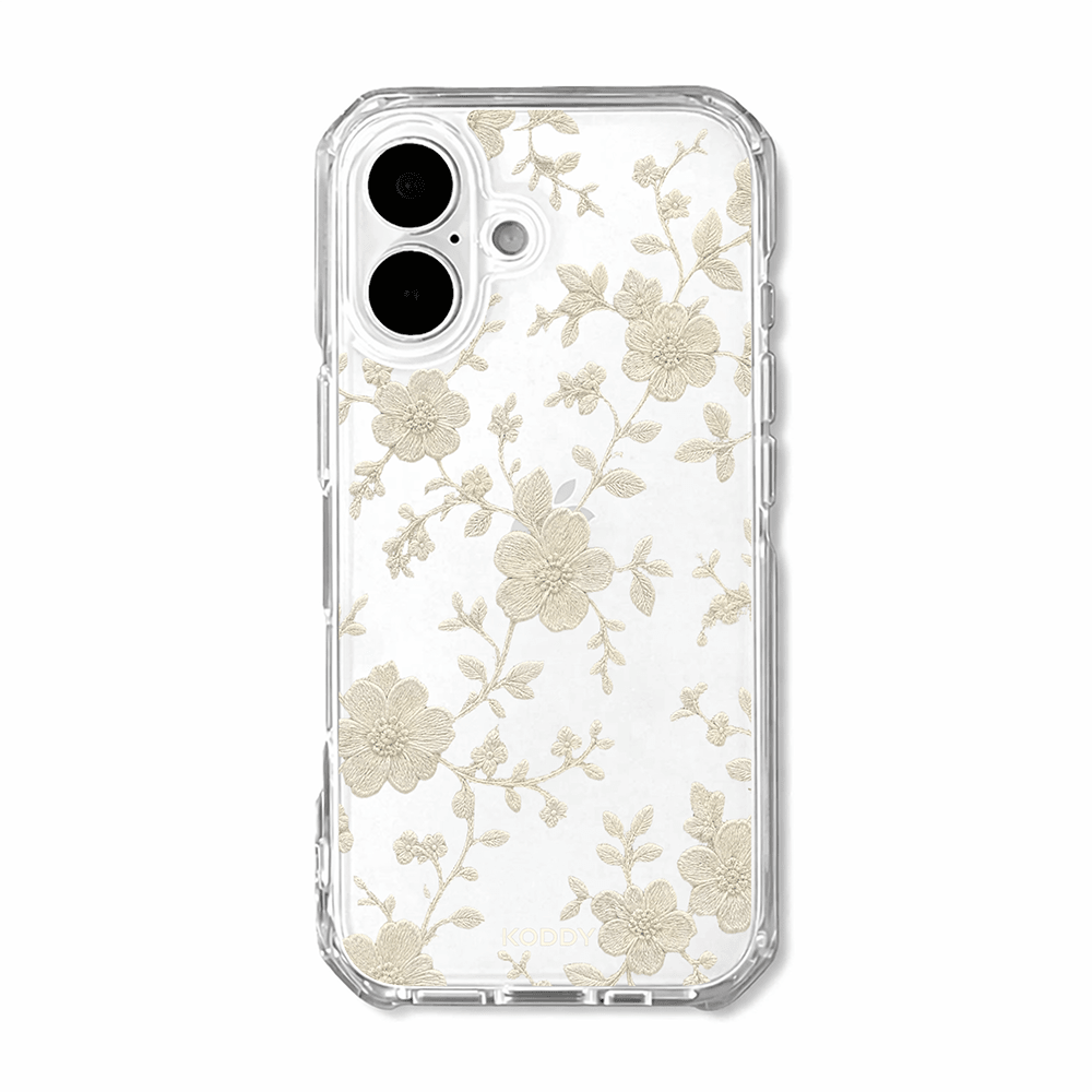 Ivory Embroidered Lace Flower Phone Case-KODDY aesthetic iphone case UK