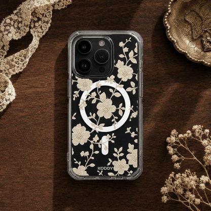 Ivory Embroidered Lace Flower Phone Case-KODDY aesthetic iphone case UK