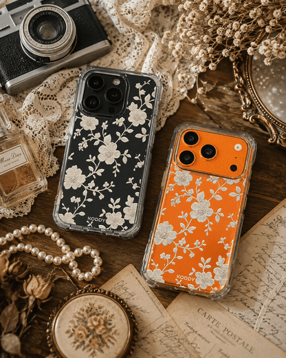 Ivory Embroidered Lace Flower Phone Case-KODDY aesthetic iphone case UK