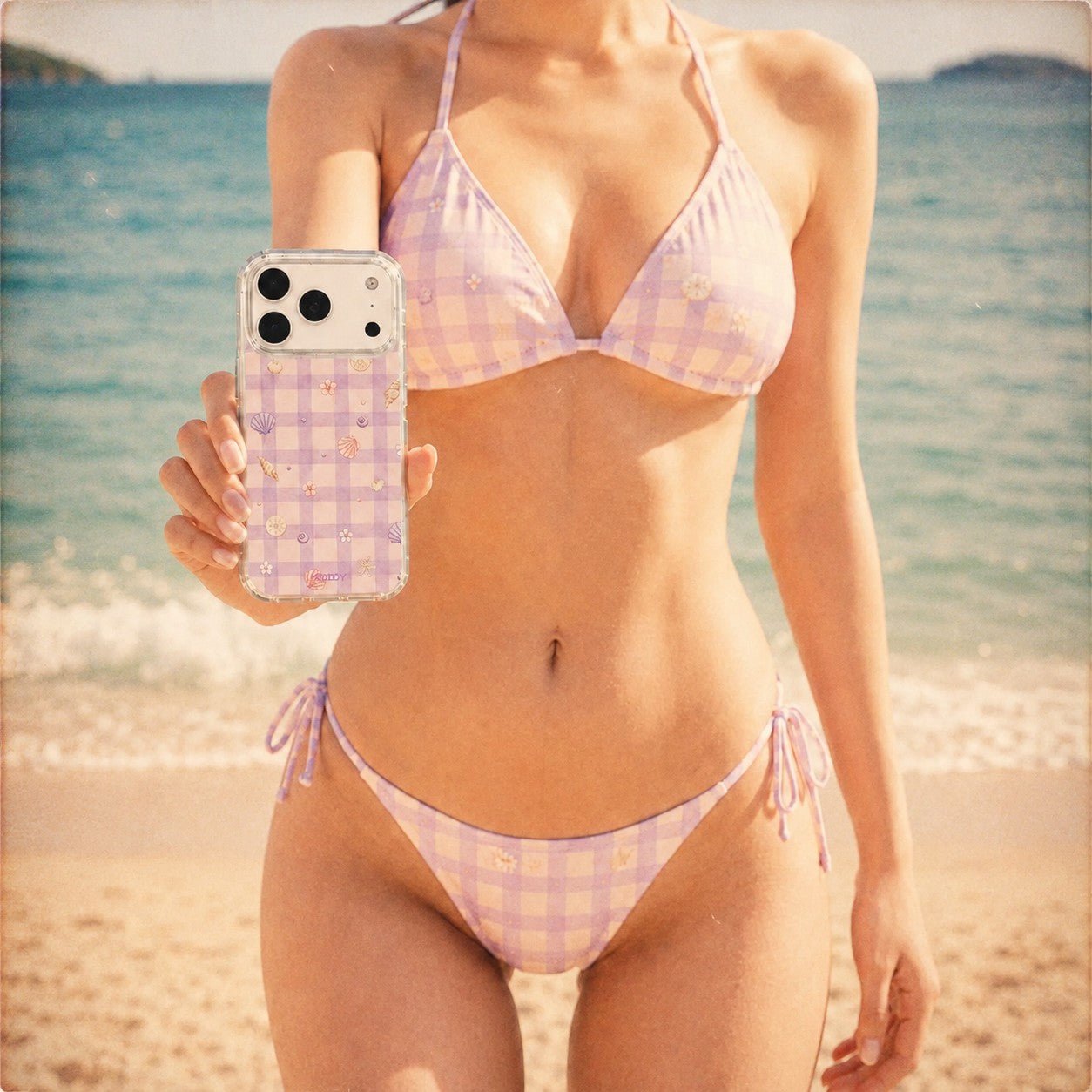 Lavender Gingham Beach Phone Case - KODDY aesthetic iphone case UK