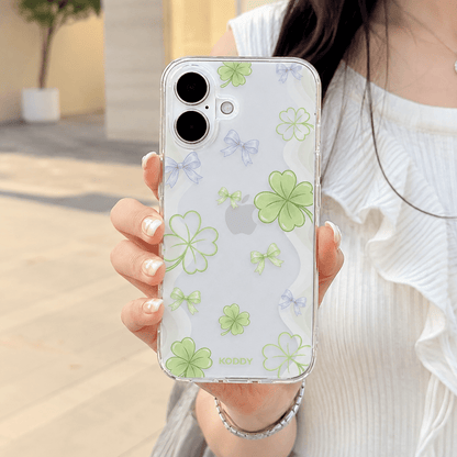 Lucky Clover and Bow Clear Phone Case-KODDY aesthetic iphone case UK