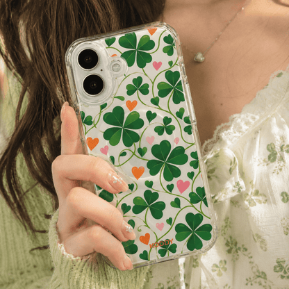 Lucky Green Clover Clear Phone Case-KODDY aesthetic iphone case UK