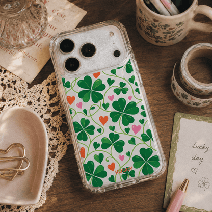 Lucky Green Clover Clear Phone Case-KODDY aesthetic iphone case UK