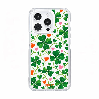 Lucky Green Clover Clear Phone Case