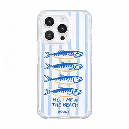 Meet Me at the Beach Sardine Stripe Phone Case-KODDY aesthetic iphone case UK