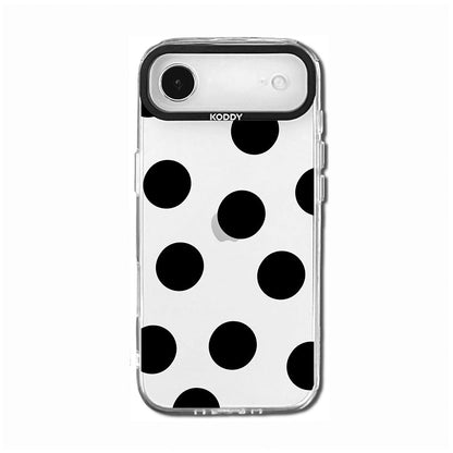Monochrome Black Polka Dot Clear iPhone Case