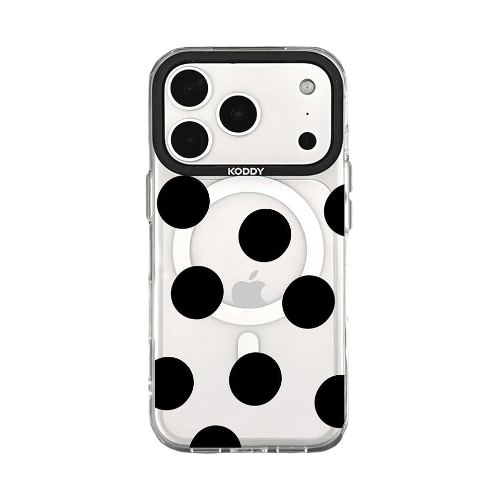 Monochrome Black Polka Dot Clear iPhone Case