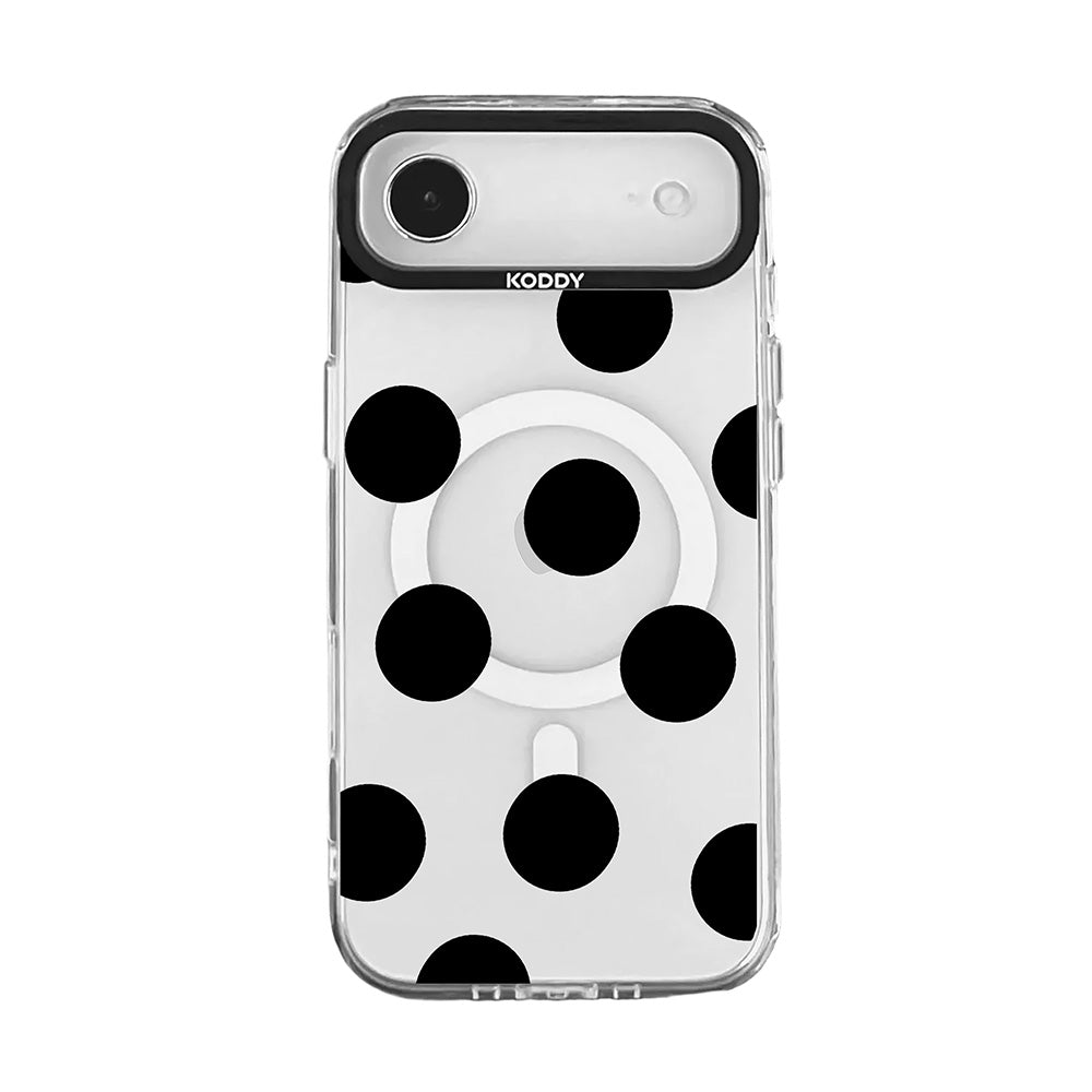 Monochrome Black Polka Dot Clear iPhone Case