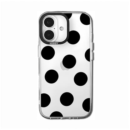 Monochrome Black Polka Dot Clear iPhone Case
