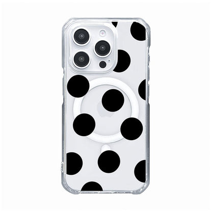 Monochrome Black Polka Dot Clear Phone Case