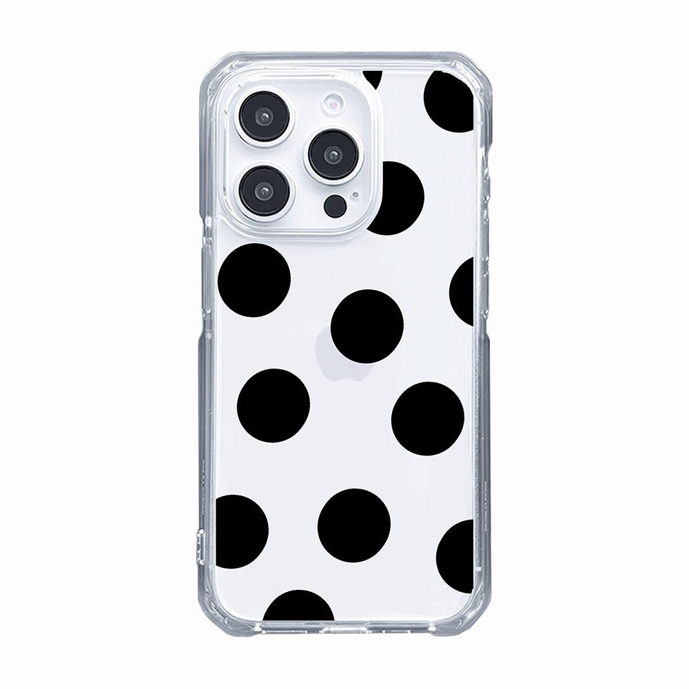 Monochrome Black Polka Dot Clear Phone Case