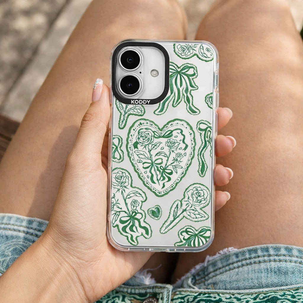 Moss Green Lace Protective iPhone Case - KODDY aesthetic iphone case UK