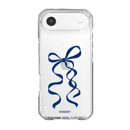 Navy Blue Long Ribbon Bow Clear Phone Case-KODDY aesthetic iphone case UK