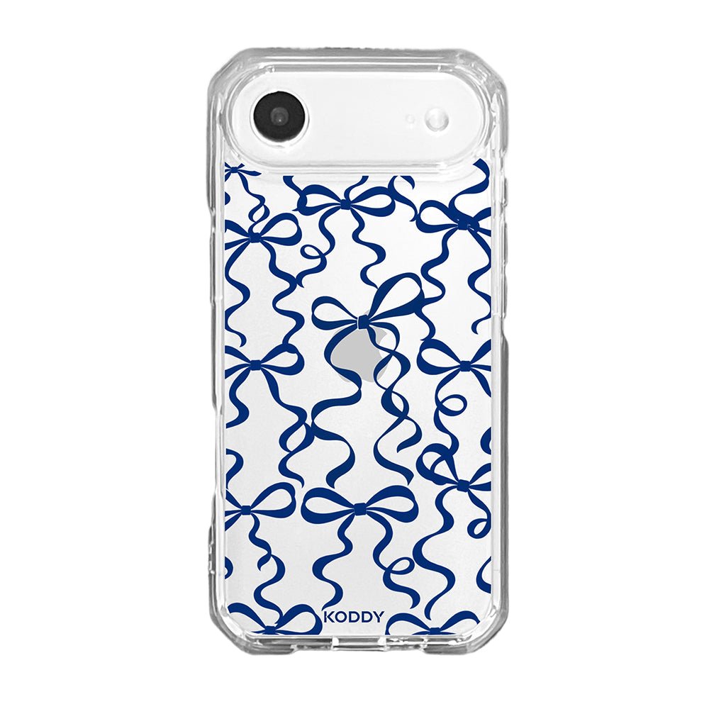 Navy Ribbon Bow Pattern Clear Phone Case-KODDY aesthetic iphone case UK