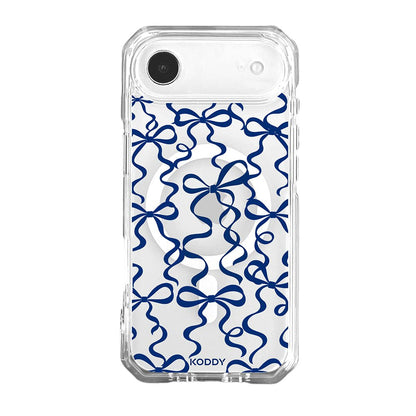 Navy Ribbon Bow Pattern Clear Phone Case-KODDY aesthetic iphone case UK