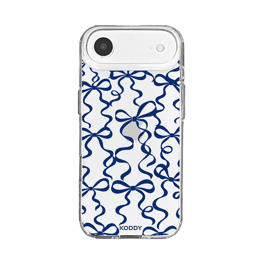 Navy Ribbon Bow Pattern Clear Phone Case-KODDY aesthetic iphone case UK