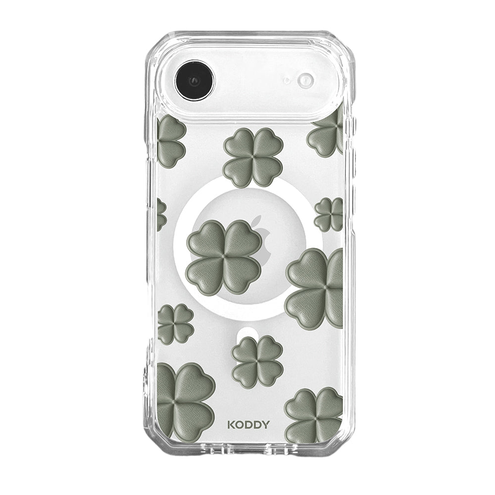 Olive Green Lucky Clover Clear Phone Case