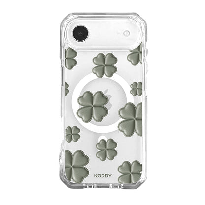 Olive Green Lucky Clover Clear Phone Case