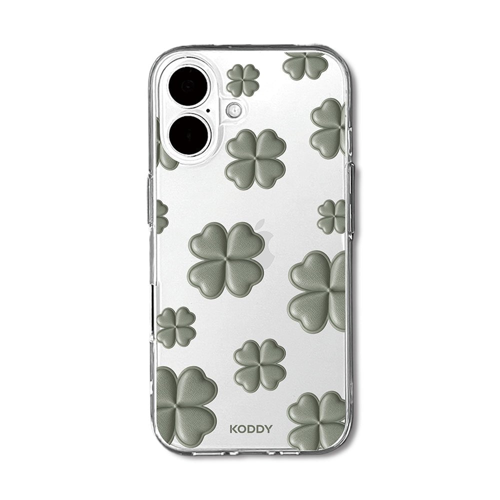 Olive Green Lucky Clover Clear Phone Case