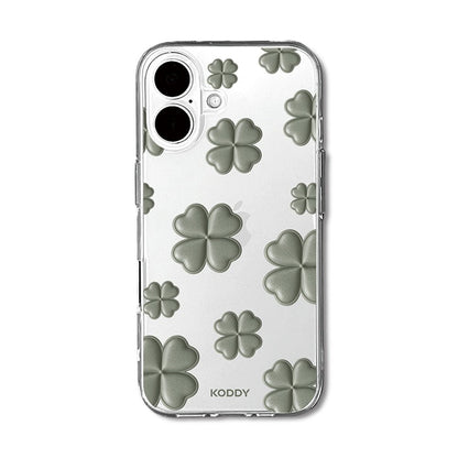Olive Green Lucky Clover Clear Phone Case