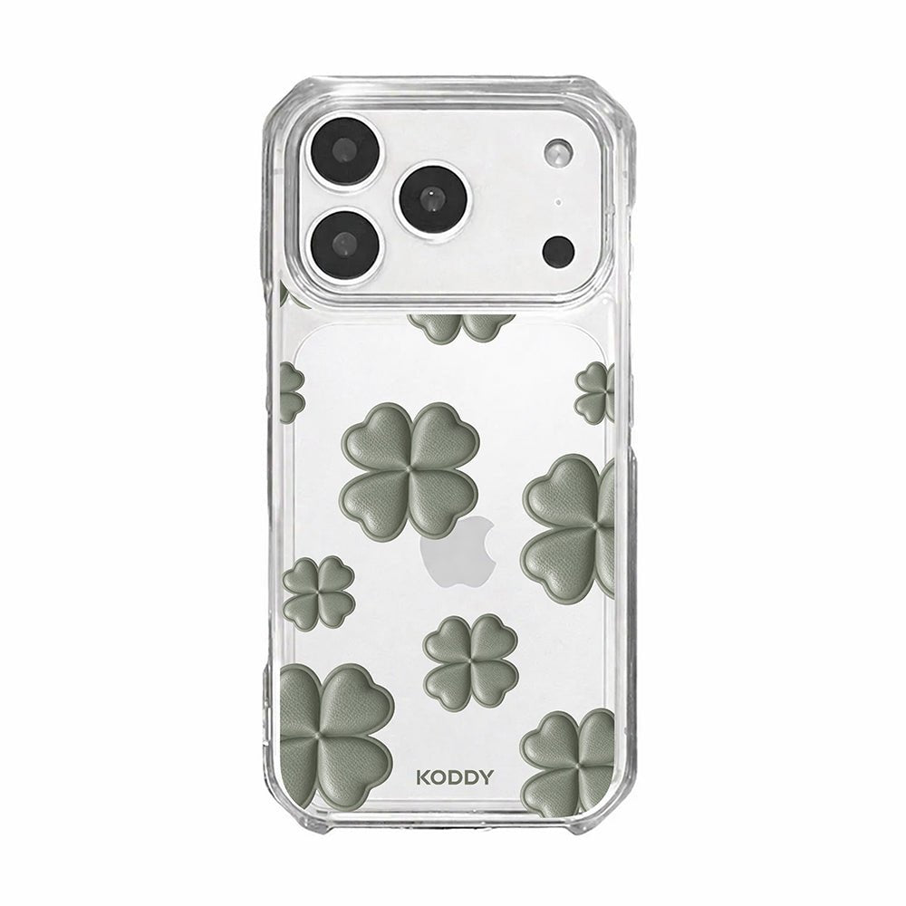 Olive Green Lucky Clover Clear Phone Case