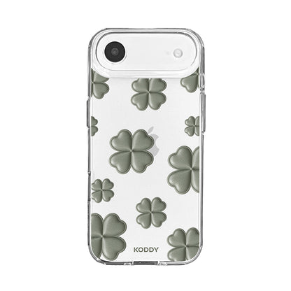 Olive Green Lucky Clover Clear Phone Case