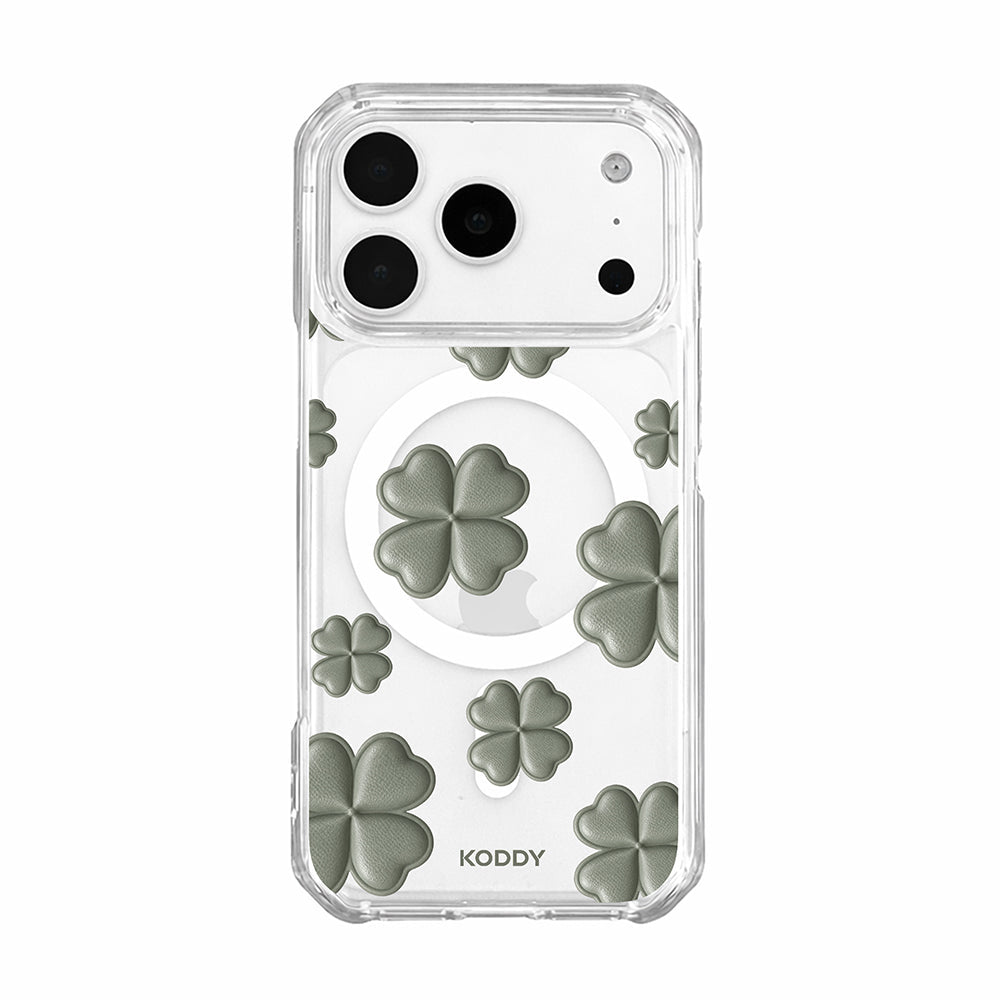 Olive Green Lucky Clover Clear Phone Case