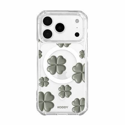 Olive Green Lucky Clover Clear Phone Case