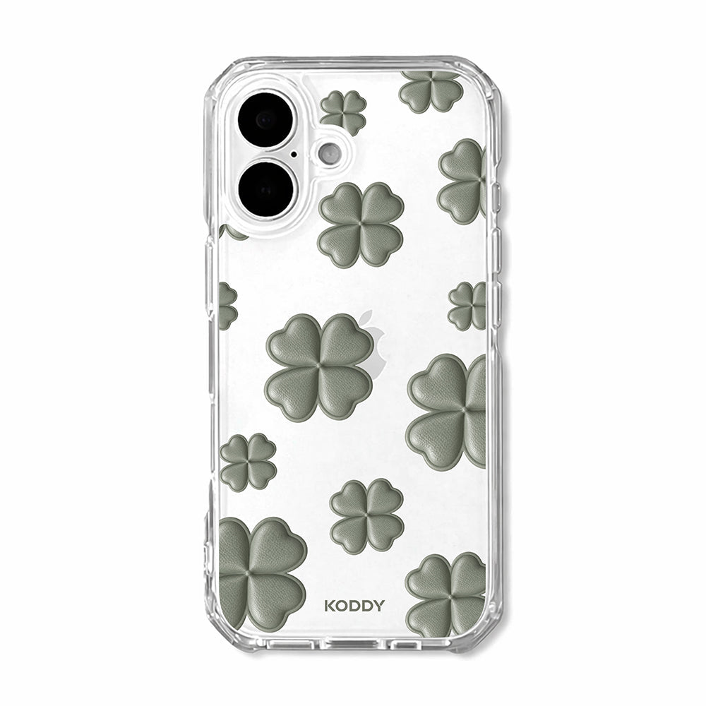 Olive Green Lucky Clover Clear Phone Case