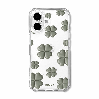 Olive Green Lucky Clover Clear Phone Case