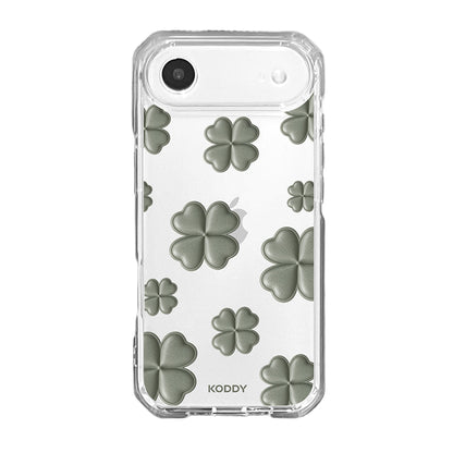 Olive Green Lucky Clover Clear Phone Case