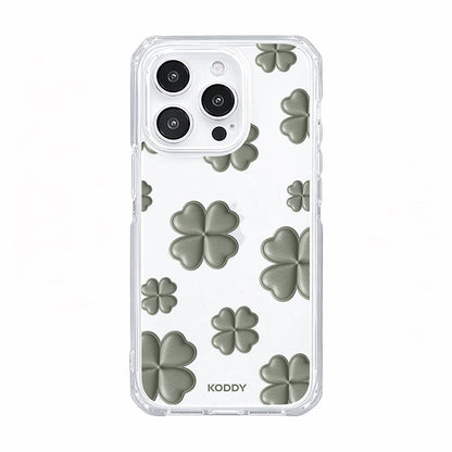 Olive Green Lucky Clover Clear Phone Case