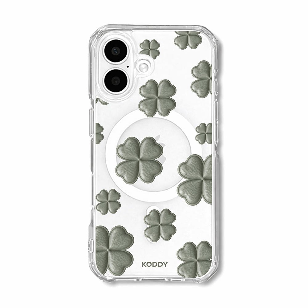 Olive Green Lucky Clover Clear Phone Case