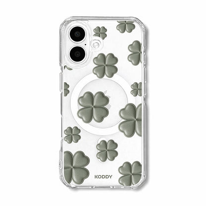 Olive Green Lucky Clover Clear Phone Case