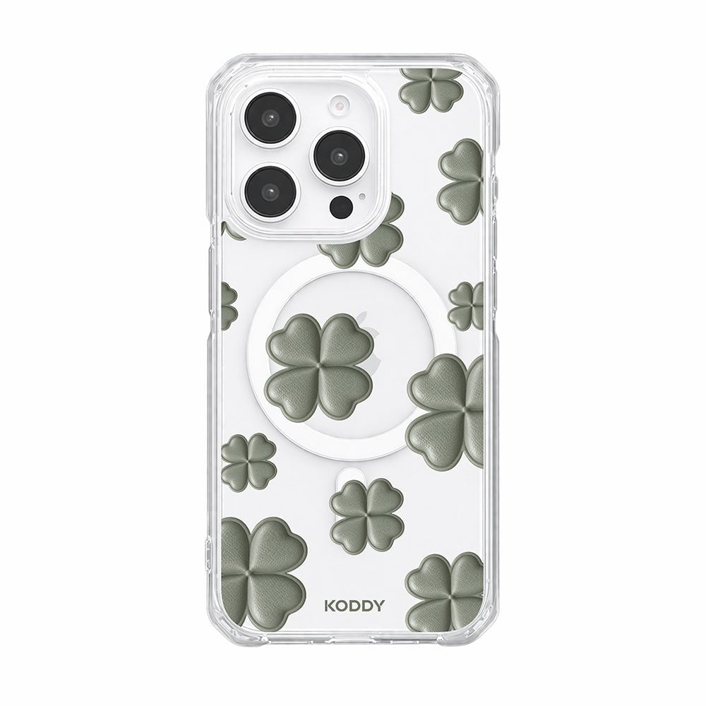Olive Green Lucky Clover Clear Phone Case