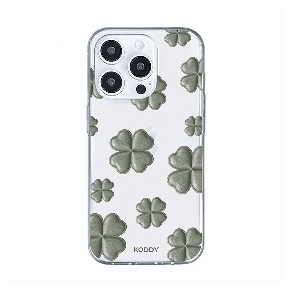 Olive Green Lucky Clover Clear Phone Case
