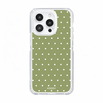 Olive Green Polka Dot Clear Phone Case-KODDY