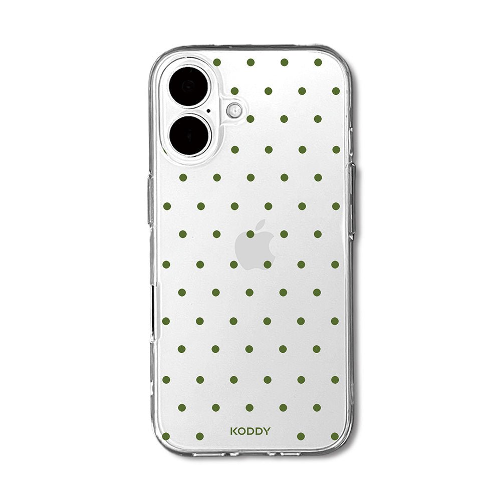 Olive Green Polka Dot Clear Phone Case-KODDY
