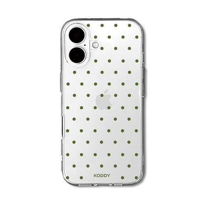 Olive Green Polka Dot Clear Phone Case-KODDY