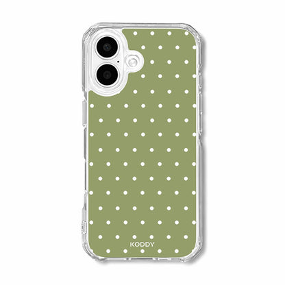 Olive Green Polka Dot Clear Phone Case-KODDY