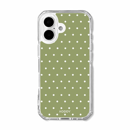 Olive Green Polka Dot Clear Phone Case-KODDY
